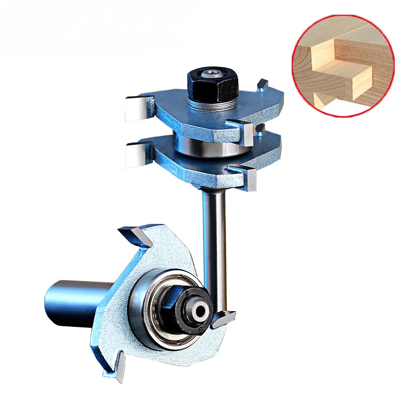 

3 Teeth 1/2" Shank CNC Woodworking Tools T-shaped Router Bits Tenon Woodworking Cutter Joint Bits For Wood