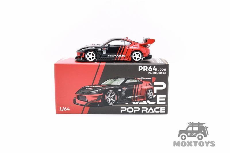 Pop Race 1:64 PR640228 PANDEM GR86 ADVAN black red Diecast Model Car