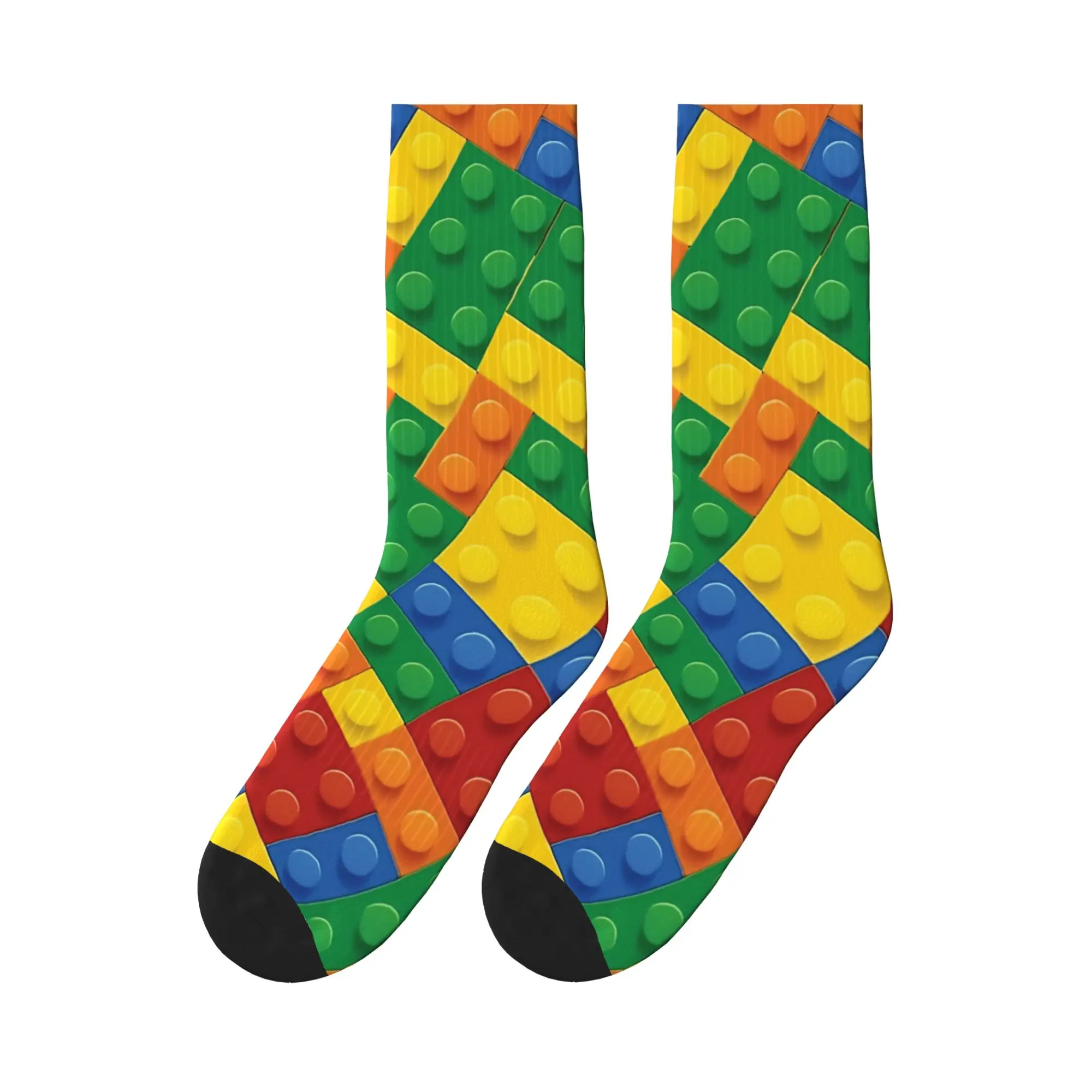 Bricks Blocks Toys Diagonal Socks  Custom Stockings Anti Sweat Couple Socks Warm Soft Winter Leisure Running Sports Socks