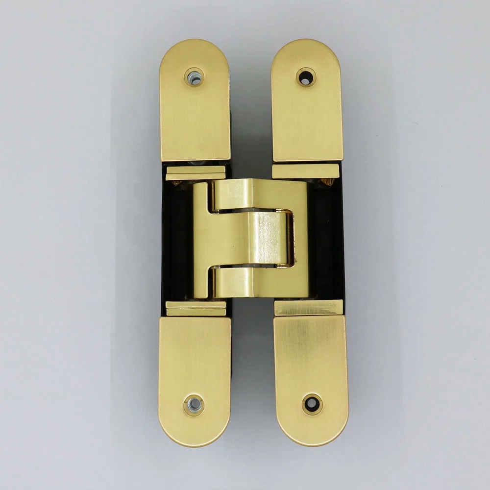 

TE Brass Gold Concealed Hinges Modern Design Heavy Duty Hidden Hinges for Hotel Use Flush Doors Zinc Material