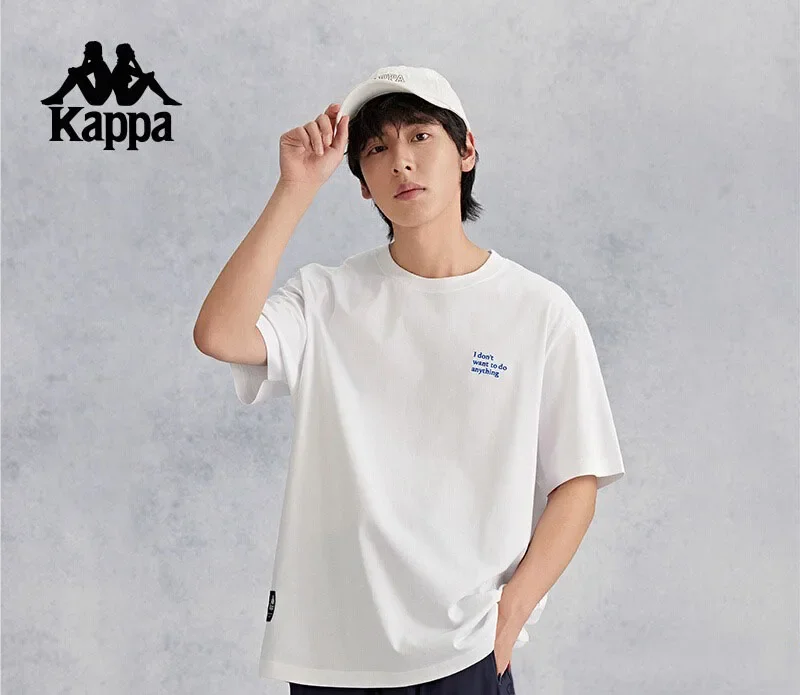 Kappa Pure Cotton Men's T-shirt Short Sleeve 2024 New Summer Clothing Retro Sports Running Tops For Women Luxury Brand T-shirts