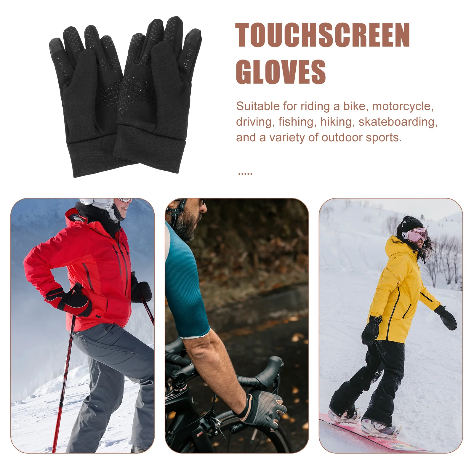 

1Pair Polyester Windproof Waterproof Gloves Touchscreen Winter Running Cycling Gloves Men Warm Thermal Outdoor Fitness