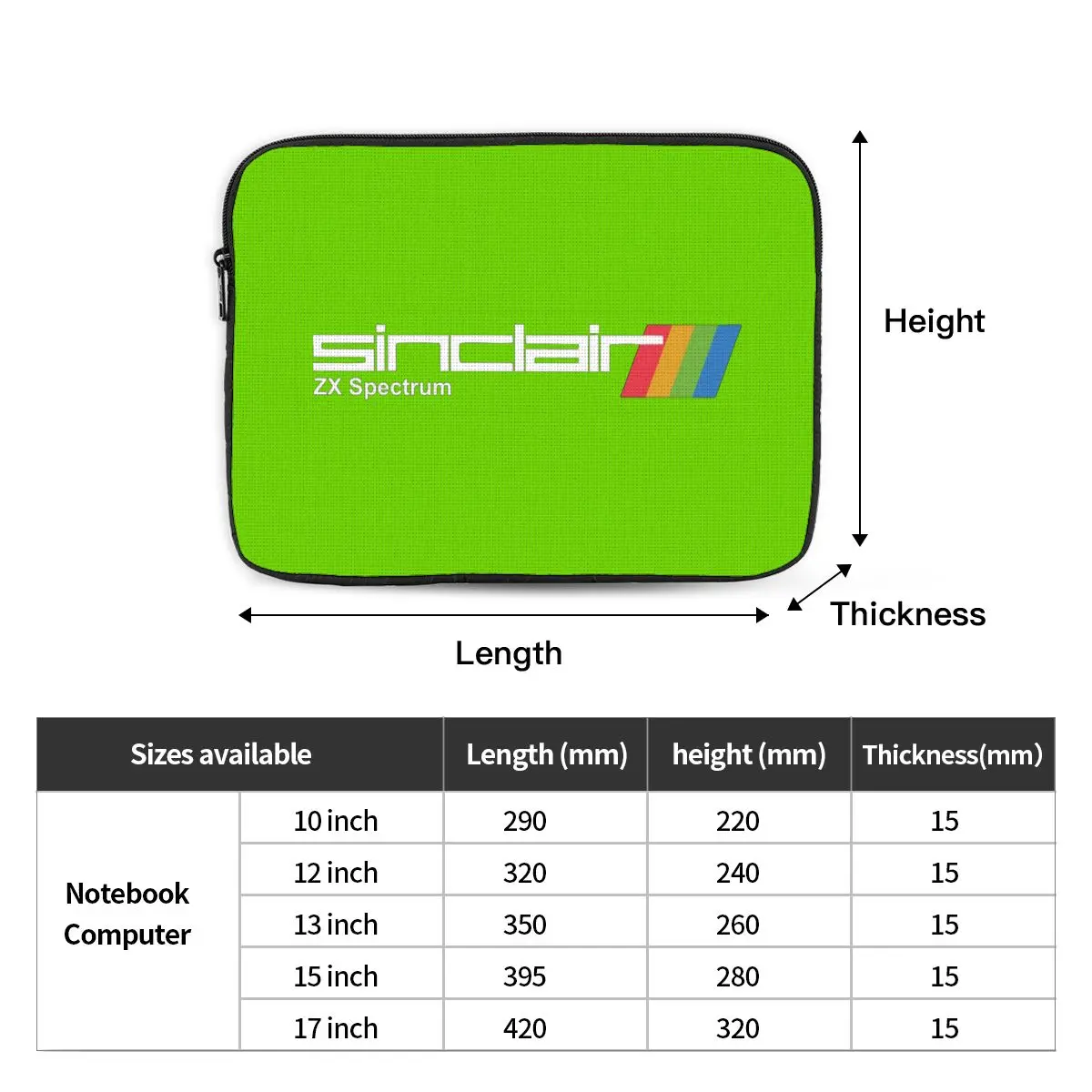 ZX Spectrum Notebook Laptop Bag Case Pouch Notebook Sleeve Cover Bag Tablet Shockproof Case Ba