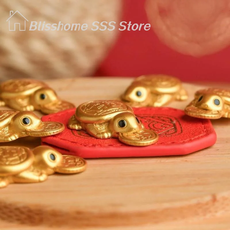 【S】Fengshui Lucky Turtle Wallet Charm Money-biting Turtle Ornaments Ideal For Longevity Protection & Financial Stability