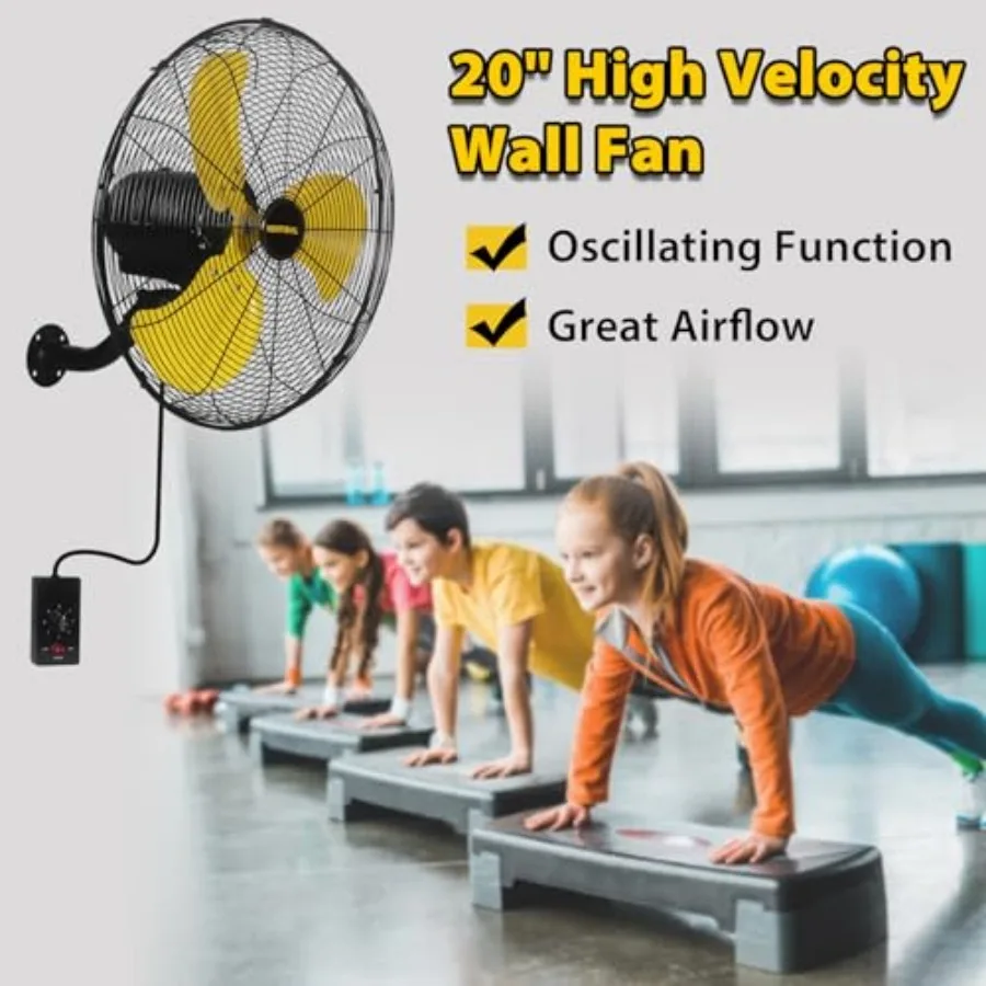 20 Inch Wall Mount Fan Oscillating, 4, 460 CFM High Velocity Industrial Wall Fan for Indoor, Commercial, Residential, Warehouse view 6