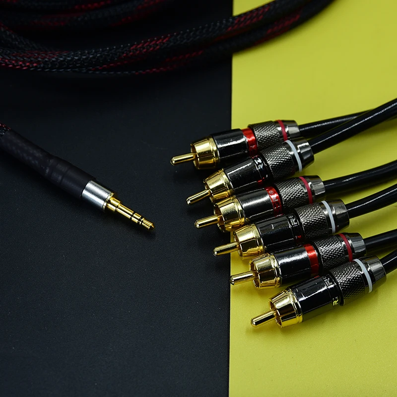 3.5MM Jack Male 1 One To Six 6 RCA Male Amplifier Cable 3.5 Turn 6 Computer With 5.1 Sound Of Speaker Audio Cord Lotus