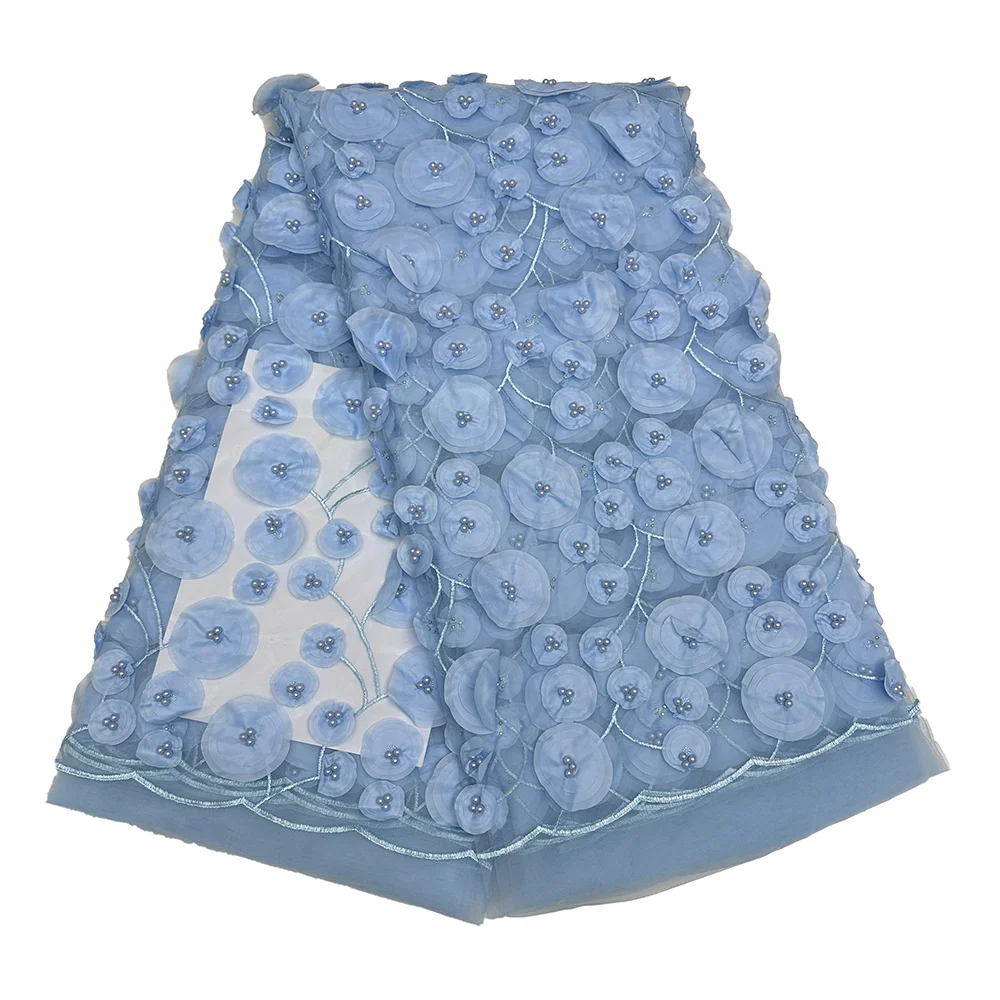 ثلاثية الأبعاد الزهور أقمشة الدانتيل عالية الجودة النيجيري فستان حفلات الزفاف رائجة البيع الأفريقي يزين الأورجانزا شبكة الدانتيل خياطة النسيج 2025