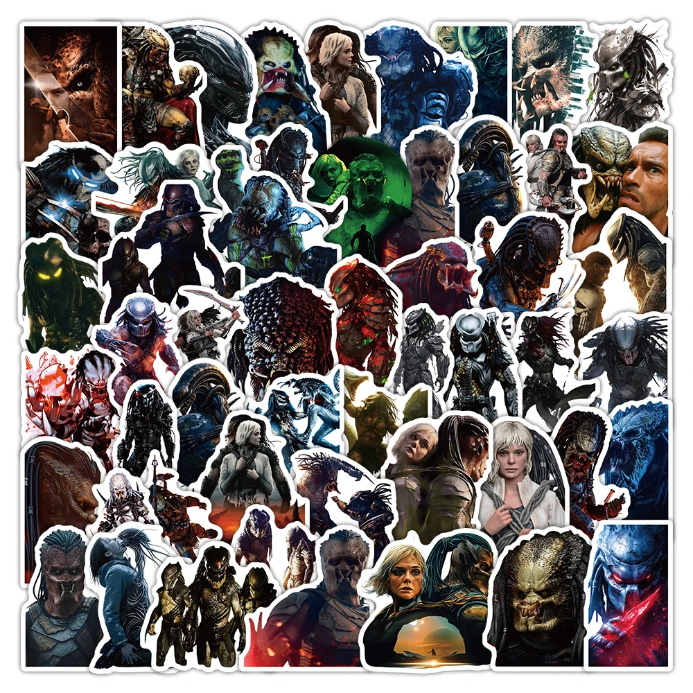 10/30/50PCS Predator Horror Movie Stickers Monster Kids Toy DIY Skateboard Luggage Phone Fridge Car Motorcycle Decals Graffiti