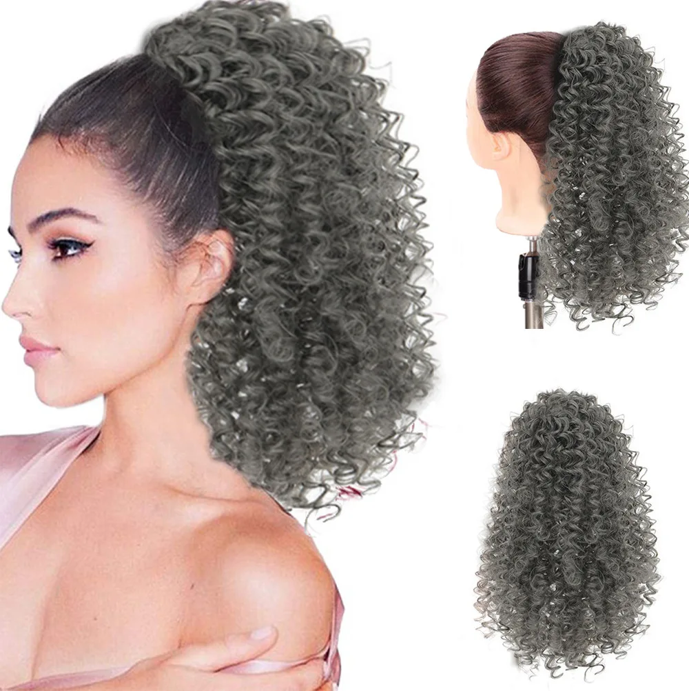 

35cm150g Dreadlocks Afro Curly Ponytail Wig, Drawstring Curly Ponytail Hair Extension Ponytail Hair Bun