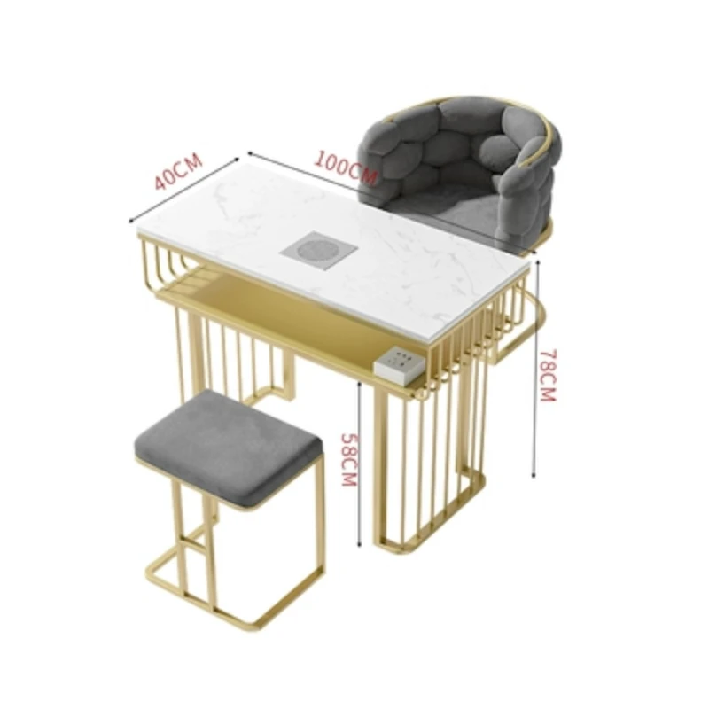 Table de manucure multifonctionnelle en métal, vanité rétro, bureau à ongles moderne nordique, meubles de salon de manucure spéciaux, YX50M