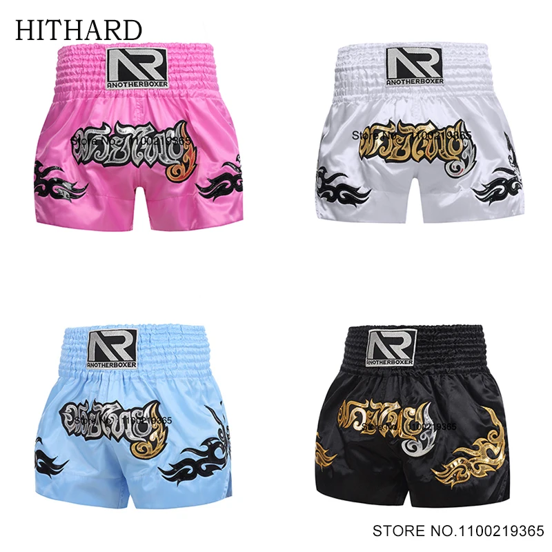 

Muay Thai Shorts Women Men Kids Boxing Shorts Embroidery Martial Arts Clothing Cage Fight Grappling Kickboxing Training Shorts