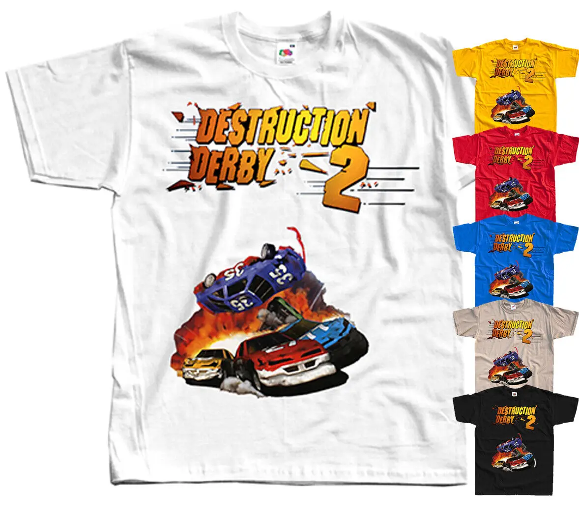 Destruction Derby 2,COMPUTER GAME, T-Shirt (YELLOW,BLACK)All sizes S-5XL.