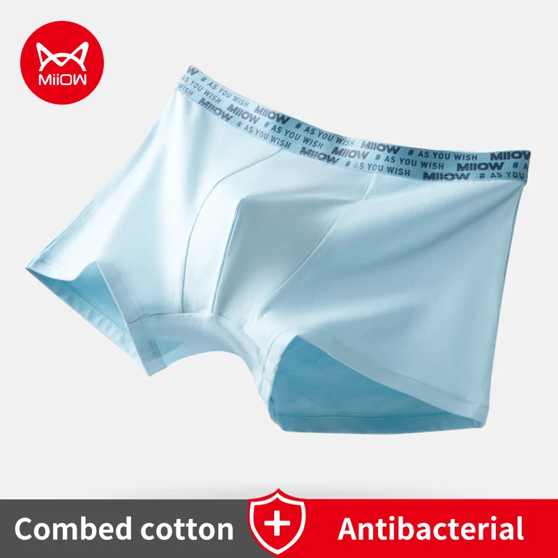 

MiiOW, 3 шт., мужское нижнее белье из чесаного хлопка, 7A, антибактериальные трусы, мягкие дышащие мужские трусы, осенне-зимние мужские боксеры