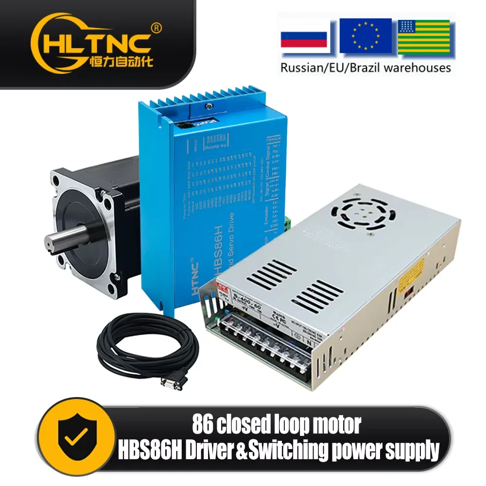 

Sales Nema34 Close Loop Stepper Motor Kit 4.5 8.512Nm Powerful DC Engines +Driver HBS86H + AC 100-120V,200-240V Power Supply