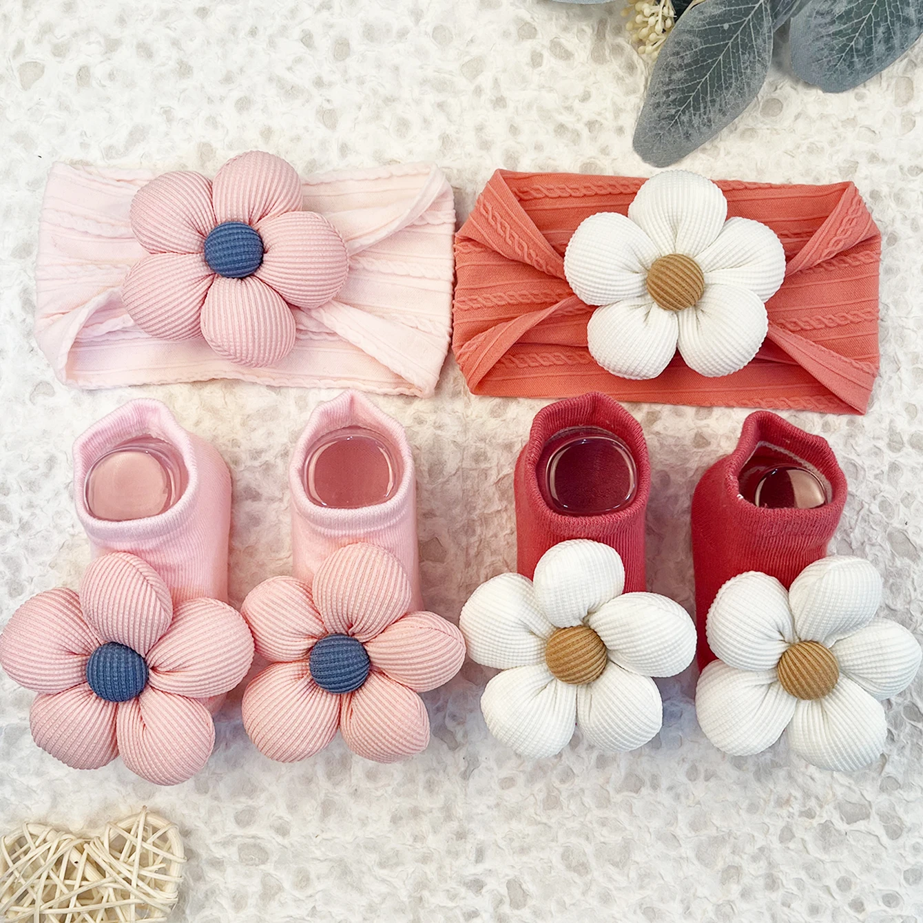 2pcs baby headband with flower +2 pcs socks lovely cute soft