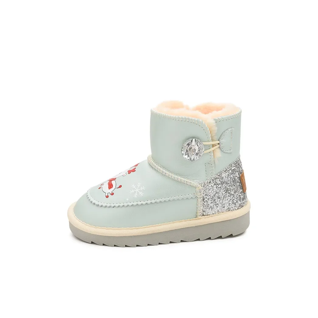 Children's Genuine Leather Waterproof Snow Boots 2025 Winter New Girls' Shoes Thickened Large Cotton Shoes Warm Cotton Boots Snow Cotton ﻿