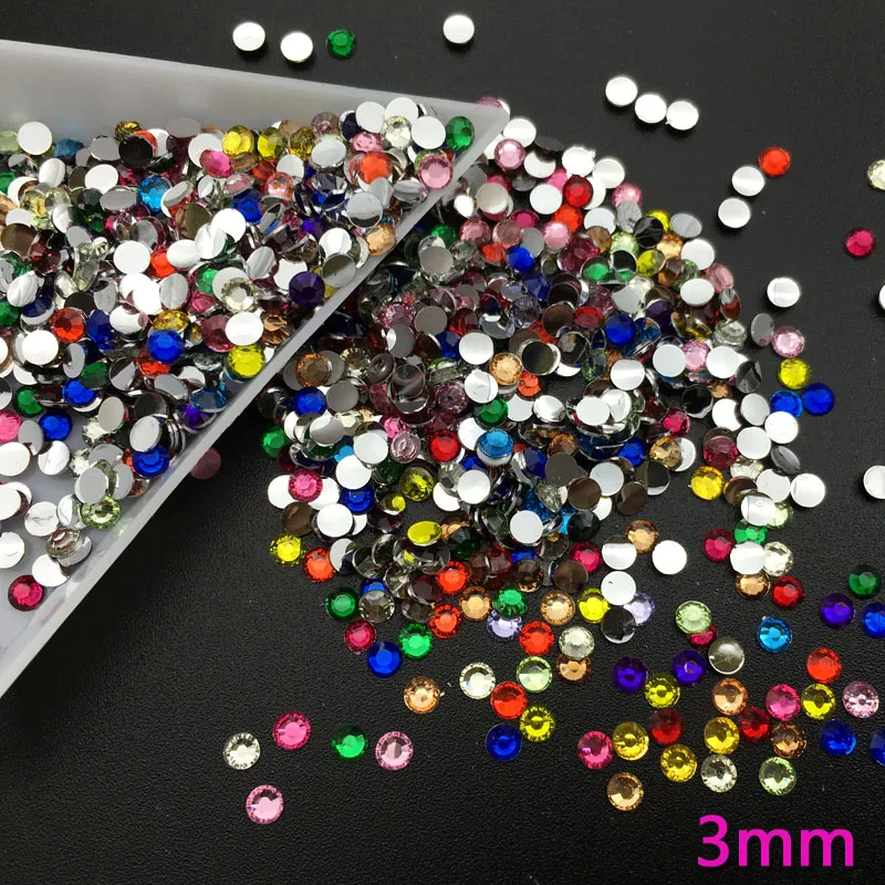 400 adet/torba 2MM Mix renk 3D Nail Art İpuçları düz matkap Rhinestones DIY takı 3D tırnak dekorasyon