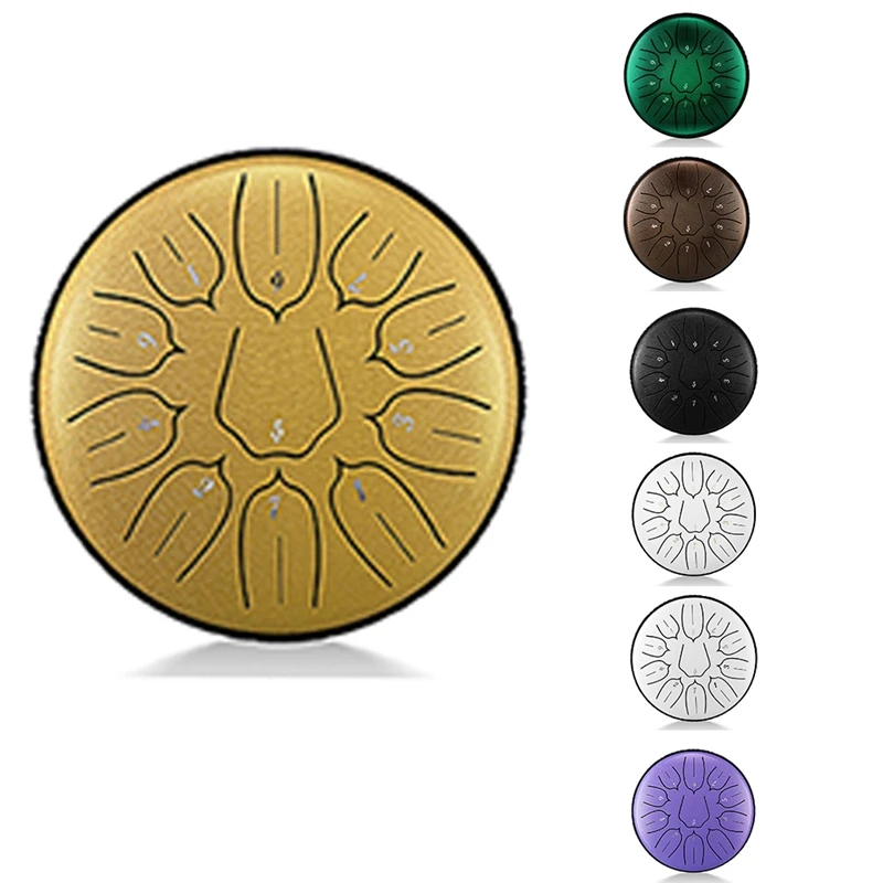 Steel Tongue Drum 6 Inch 11 Note Ultra Wide Range Percussion Instrument Handpan Drum,Lotus