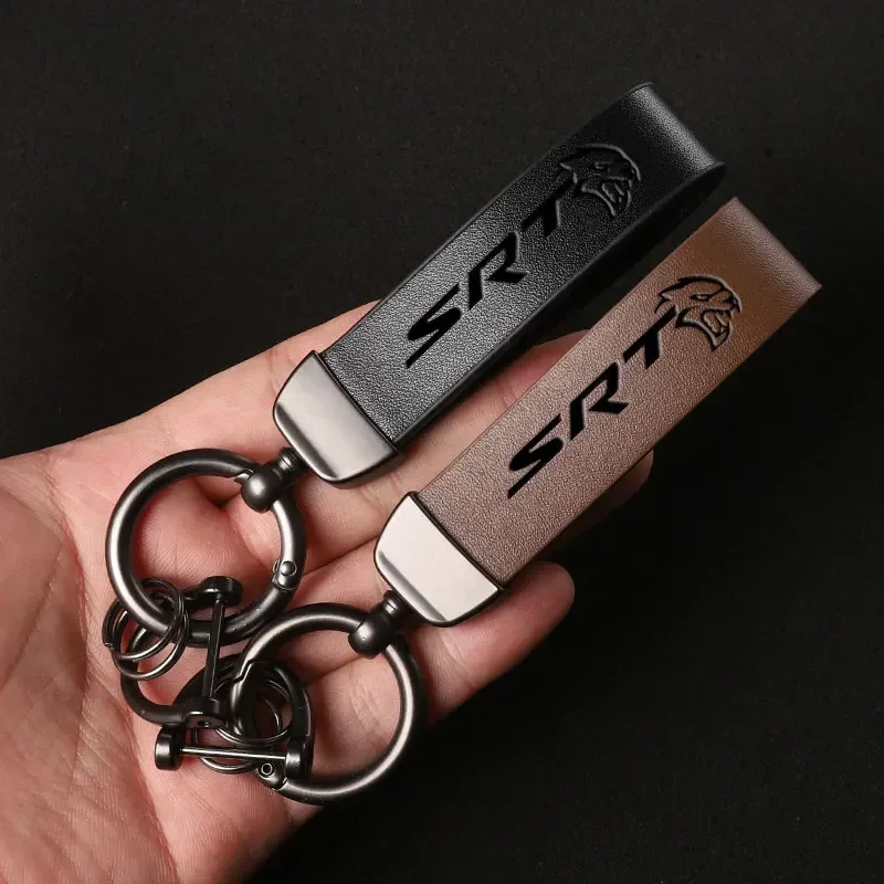For SRT 4 6 8 10 for Dodge Ram 1500 Dart SRT Journey Luxury Genuine Leather Keychain Car Key Ring