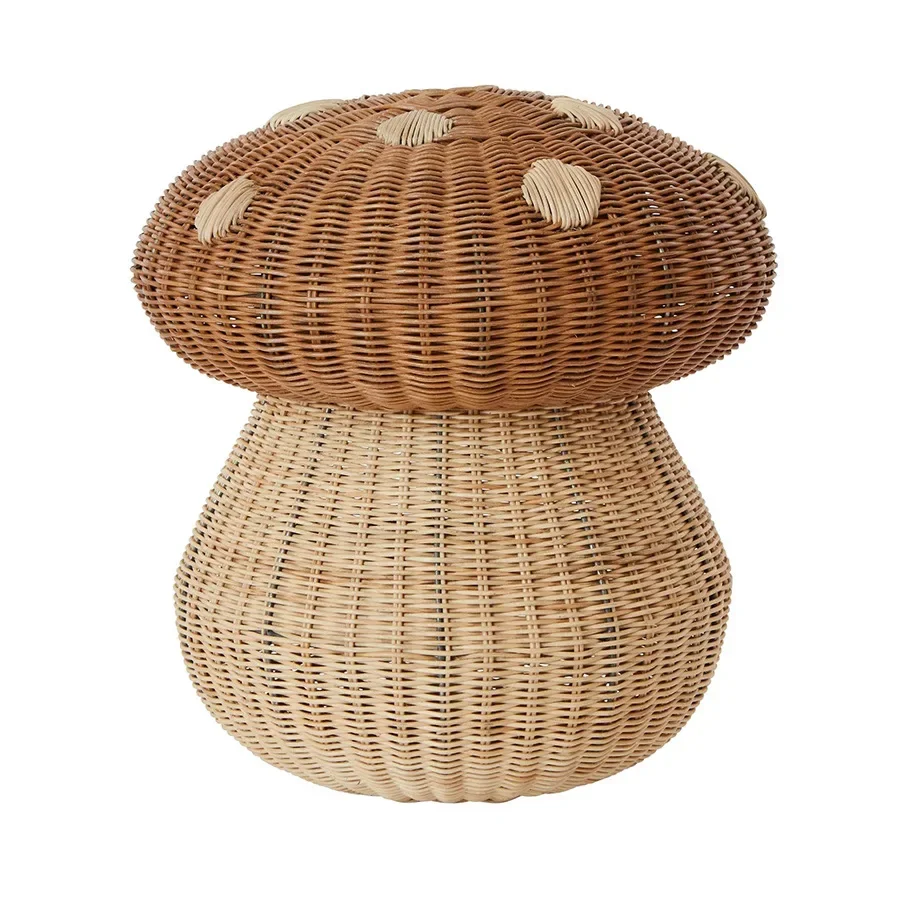 

Nordic wind mushroom-shaped stationery rattan storage basket plush storage cabinet children's toy storage box