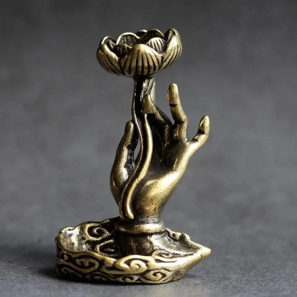 

Chinese bronze brass Buddha hand incense insert reverse flow incense ornaments gift