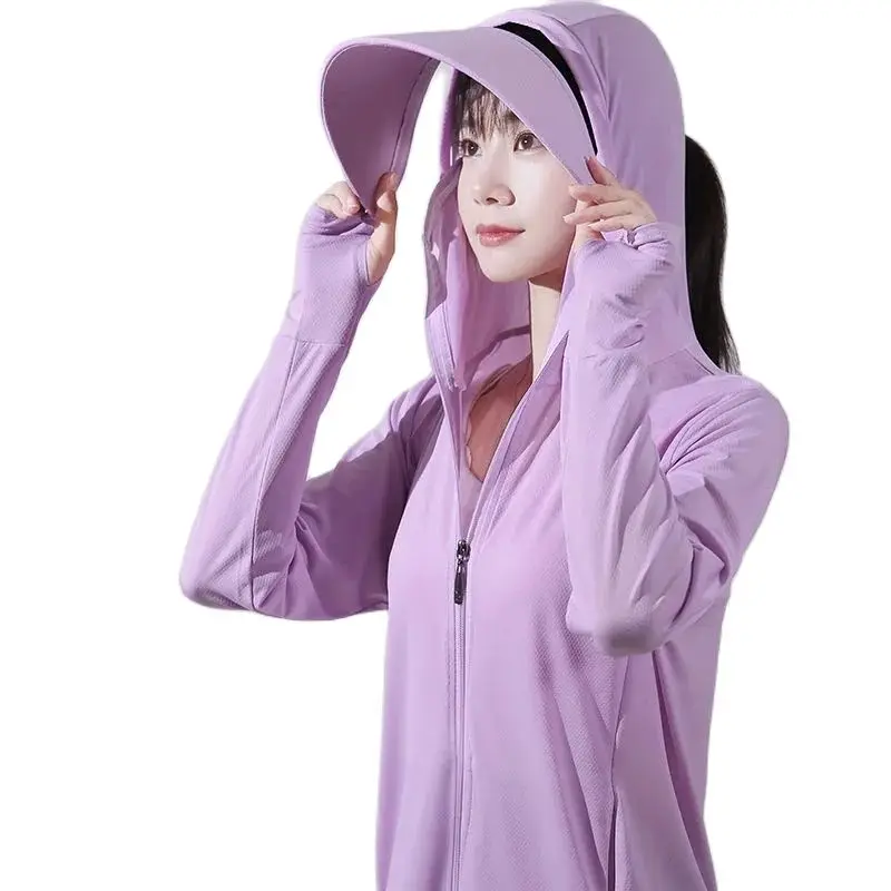 AliExpress CAN XIN LCY Ice Silk Sunscreen Clothing 2025 New Women's thin Summer Removable Brim Outdoor Cycling Anti-UV Sunscreen Jacket Feminine