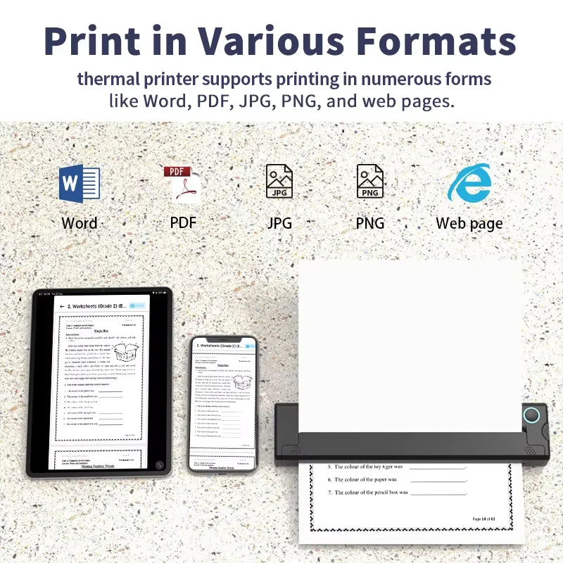 

A4 Portable Thermal Printer PDF word Office Tattoo Stencil Print Lightweight Compact Wireless Phone Bluetooth For Stencil