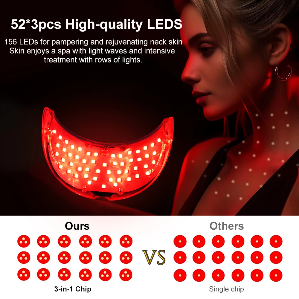 Neck LED Mask Skin Tightening Red Lights Therapy 7 Colors Photon Neck LED Photon Therapy Neck Beauty Device Anti-Wrinkle Machine