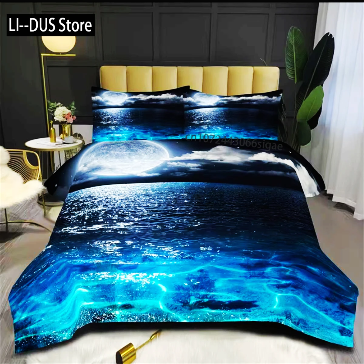 

3-Piece Blue Series Print Duvet Cover Set - Soft, Comfortable, And Breathable Bedding For Bedroom And Guest Room
