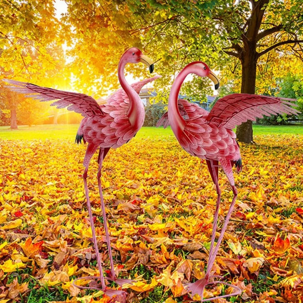 

Pink Flamingo Yard Decorations, Tall Birds Garden Statues and Sculptures, Metal Lawn Art Ornaments for Outdoor Patio Backyard