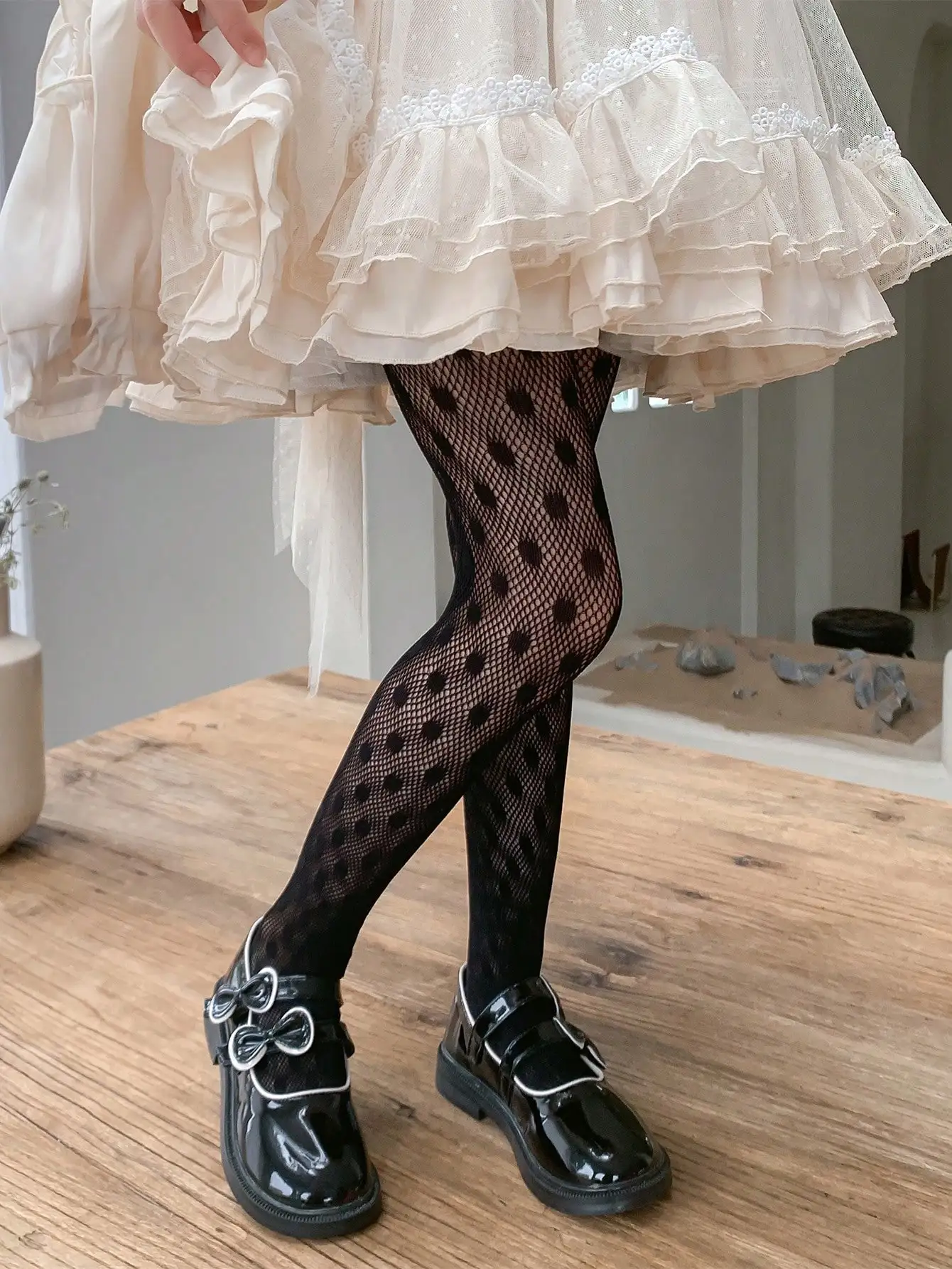 2 Stück Sommer-Strumpfhosen für Kinder, 1–11 Jahre, gepunktetes Netz, Nylon, Spandex, atmungsaktiv, elastisch, Mädchen-Strumpfhose, passend zu einem Rock – Detail 9