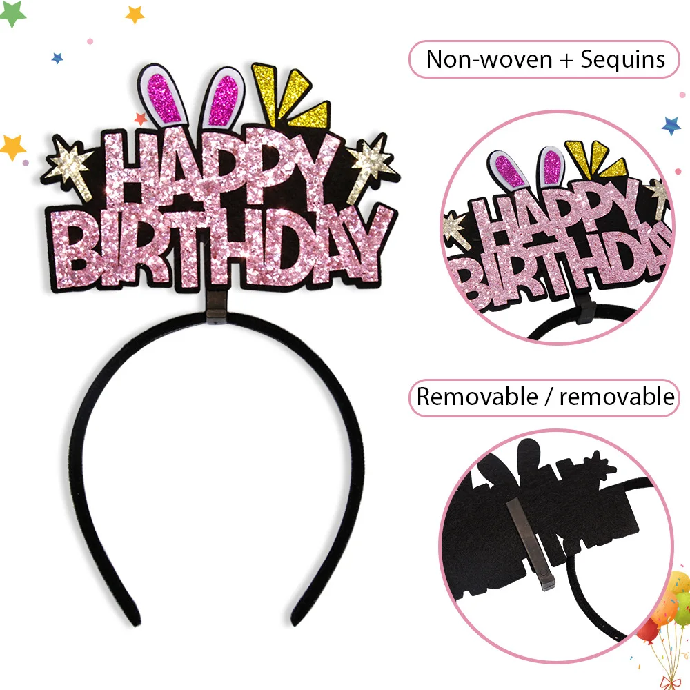 1pcs Non Woven Fabric Crown Balloon Headband Girl Happy Birthday Decorations Photography Props Birthday Party Decoration