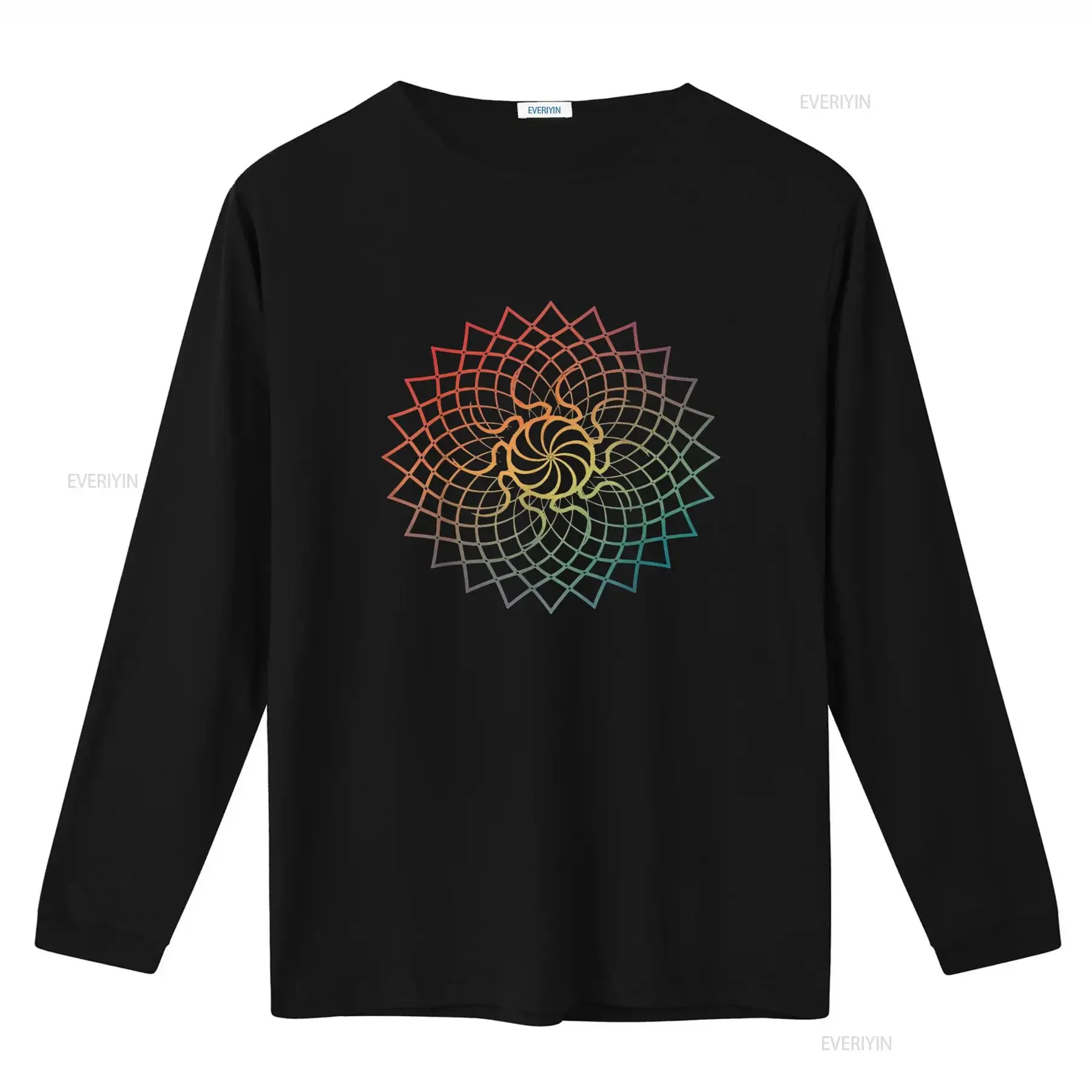 Mandala Geometry Sacred Fractal Art Yoga Mantra Good Vibe T Shirt Black 2X Large vintage Washed Soft streetwear Stretched view 3