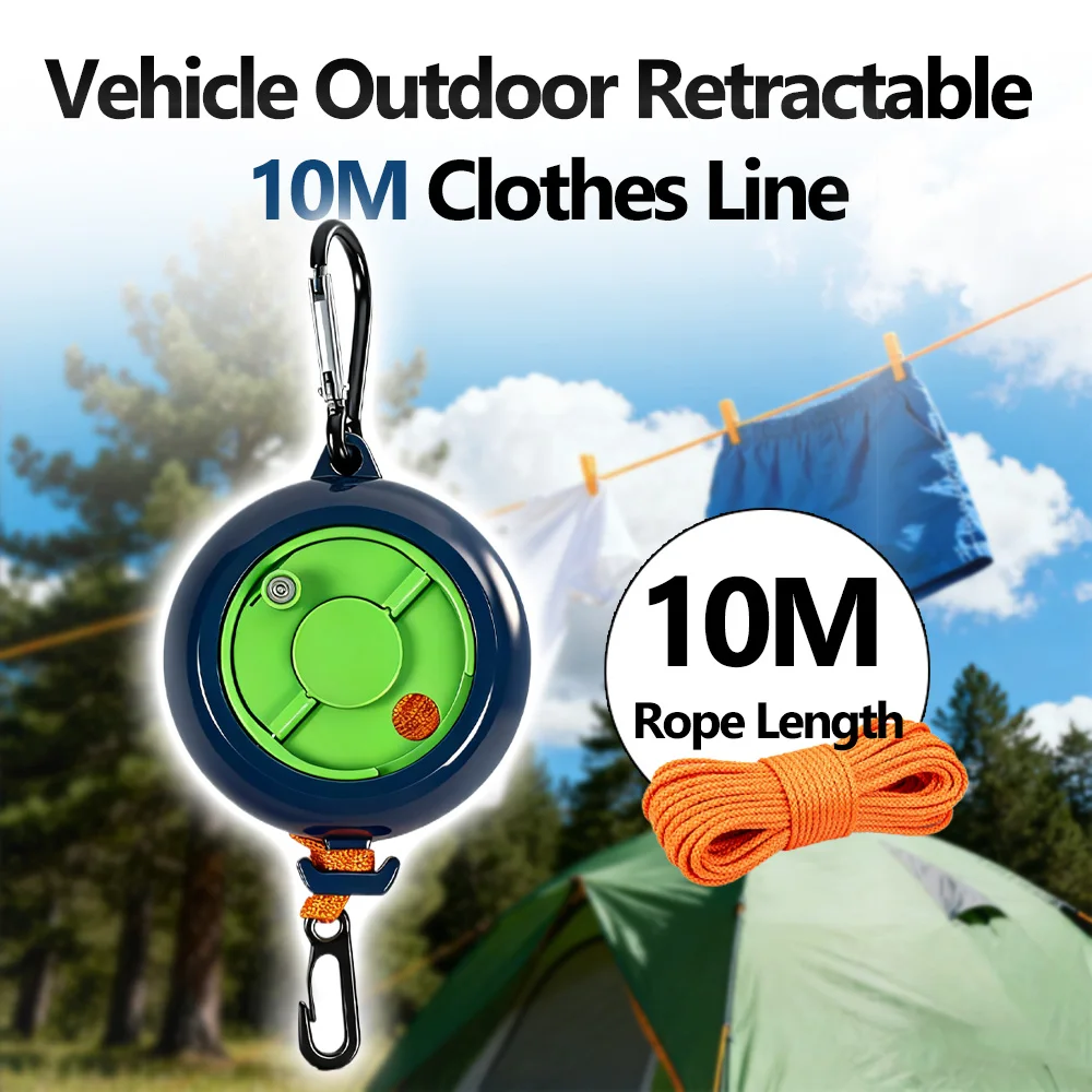 

Hand-Cranked Car Lid Clothesline Windproof Anti-Slip Retractable Rope Non-Perforating Lightweight Invisible Clothesline