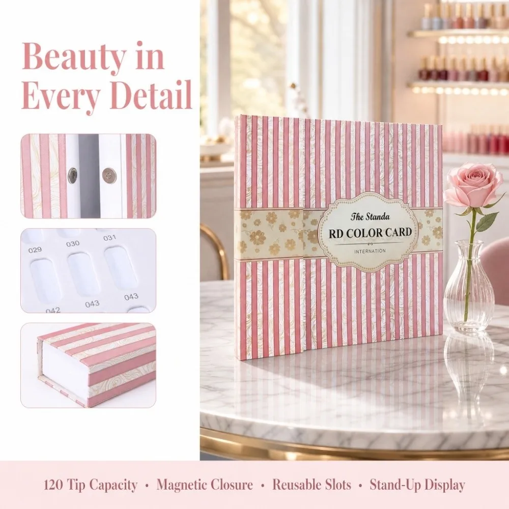 120 Colors Nail Color Display Book Striped Color Card High Grade Nail Polish Display Board Pattern Display Nail Color Swatches