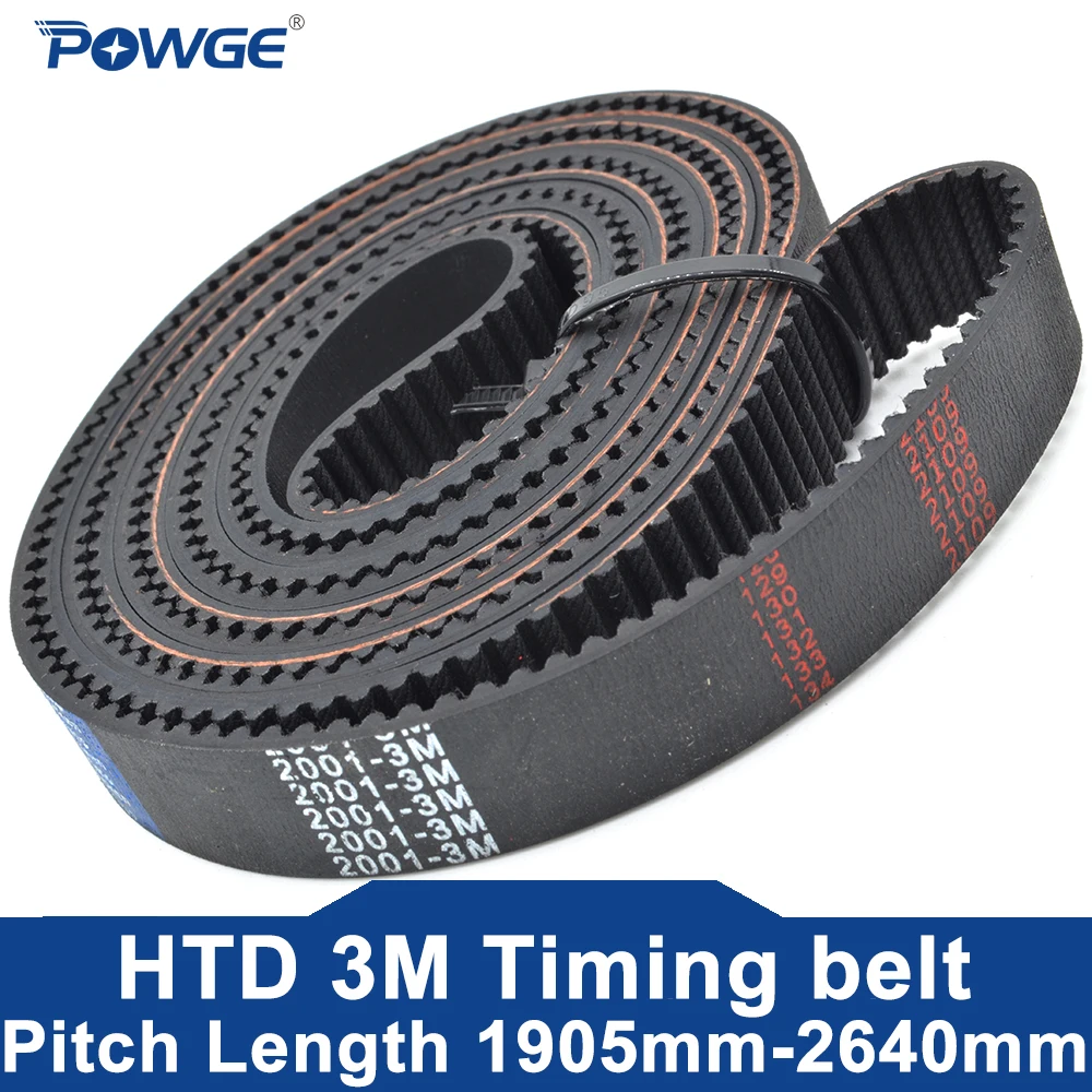 POWGE HTD 3M Timing belt Lp=1905 1953 1980 2001 2040 2088 2121 2220 2388 2460 2505 2640 Width 6-30 HTD3M 2388-3M 2460-3M Rubber