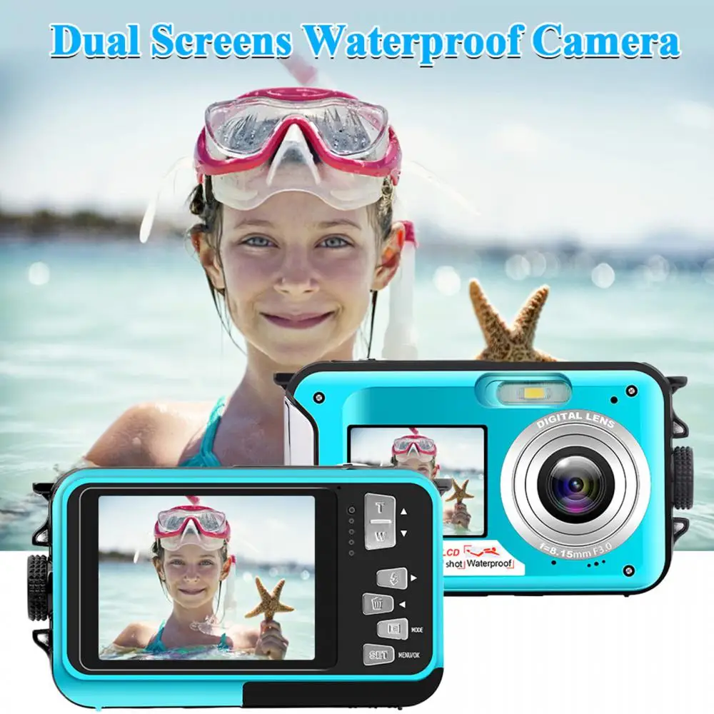 Action Digital Camera Waterproof 24MP 1080P Double Screen 16x Digital Zoom Camcorder Underwater Camera Sport Camera