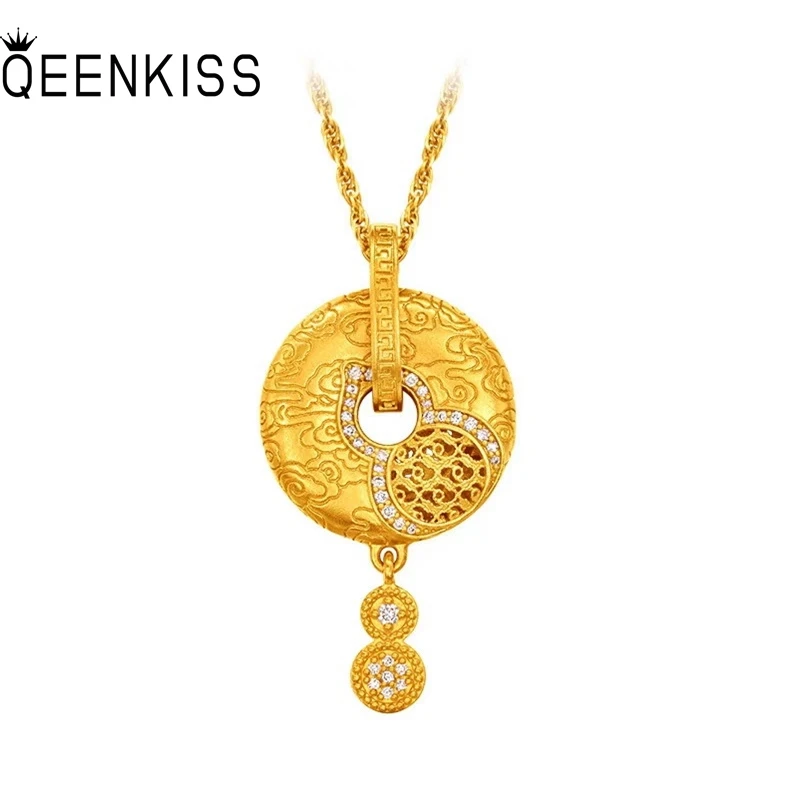 

QEENKISS Gold Safety Buckle Necklace Pendants For Women Wedding Party Birthday Christmas Bride Mother Girl Ladies Gifts PT5202