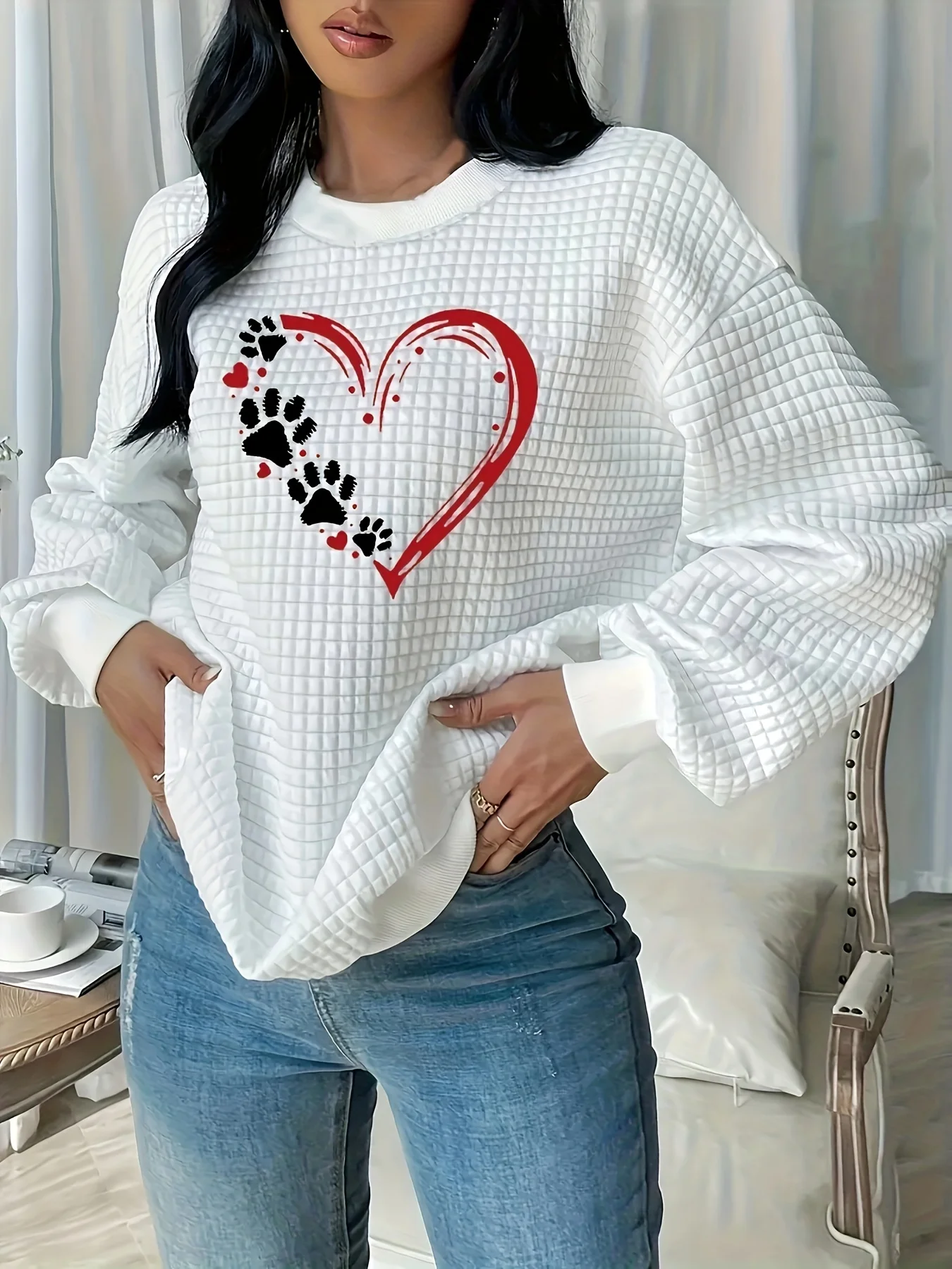 

Loose Sweatshirt Casual Long Sleeve Women Autumn and winter Comfortable Pullover Crewneck Loose Female Clothes