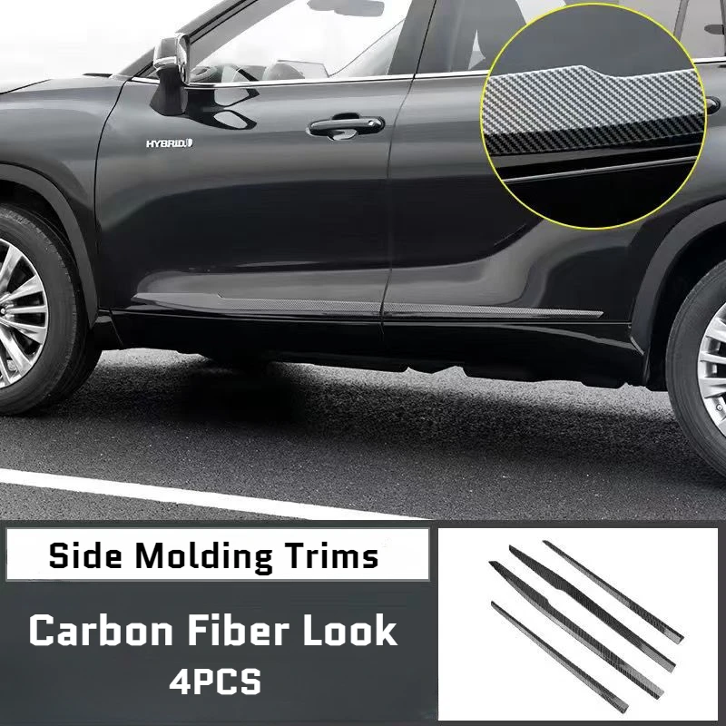 Fit For 2021-2023 Toyota Highlander Crown Kluger XU70 Car Body Side Door Styling Moulding Trims Proector Cover 4PCS ABS Plastic