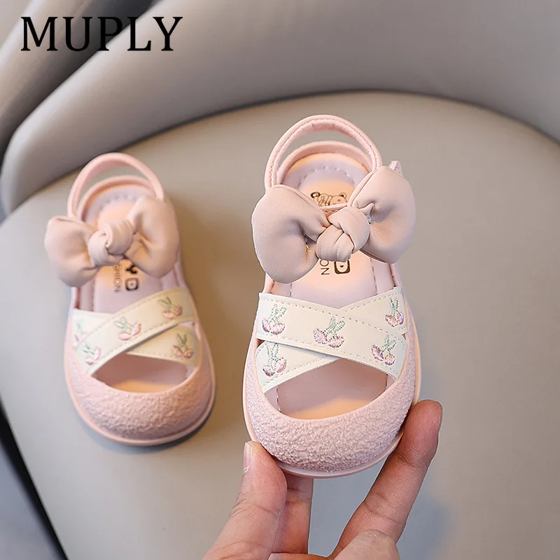 Girls Summer Princess Sandals Soft Bowknot Closed Toe Toddler Shoes Children's Shoes Non-slip Infant Walking Footwear Kids Shoes