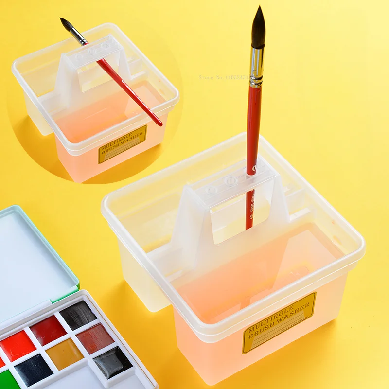 Multi-function Pen Wash Bucket Square Portable Acrylic/gouache/watercolor Pencil Holder Outdoor Sketching Pen Storage Supplies