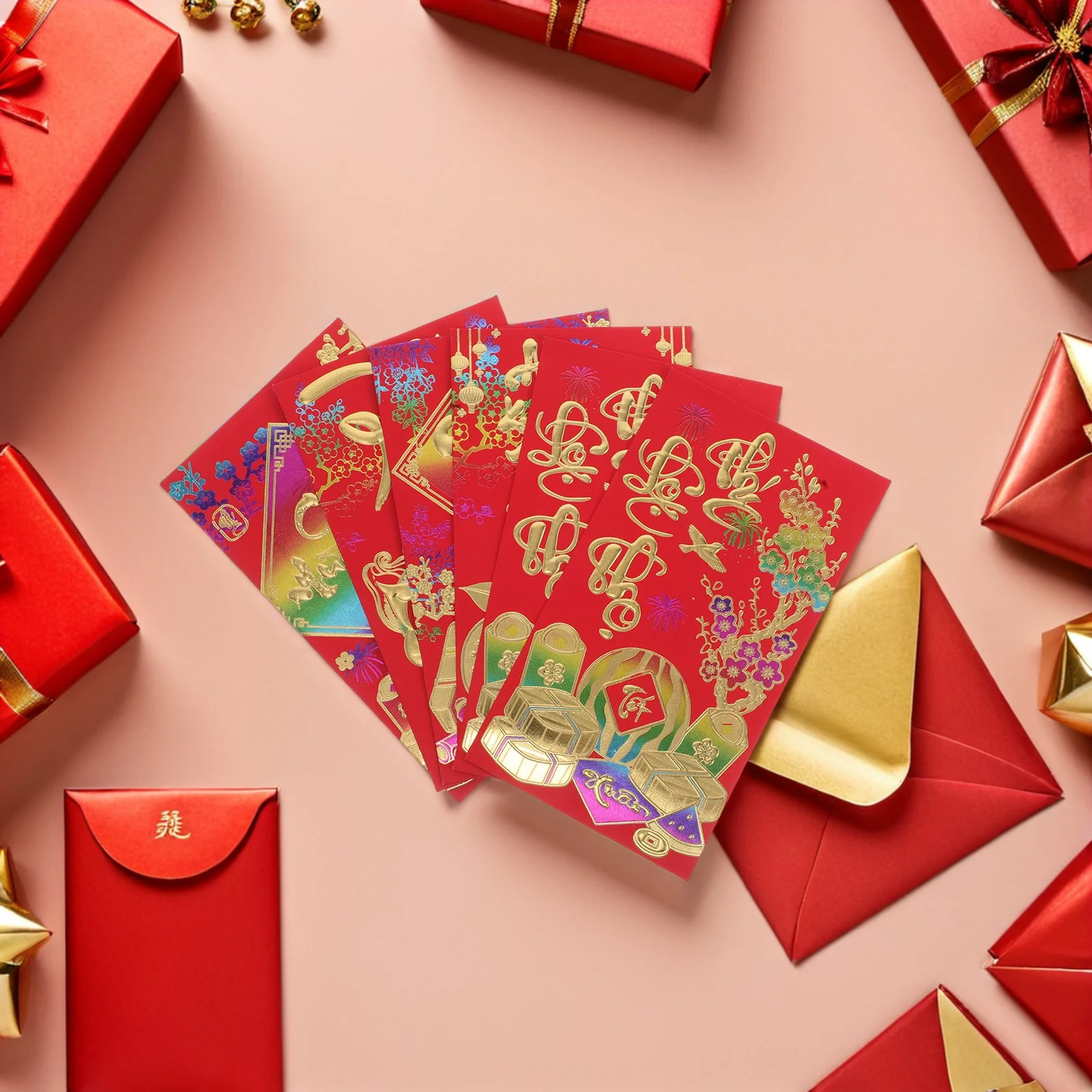 ซองอั่งเปาแดงปีม้า 48 ชิ้น ซองใส่เงินแต๊ะเอียเวียดนาม ซองใส่เงินเทศกาลฤดูใบไม้ผลิ ซองใส่เงินอั่งเปาแดง