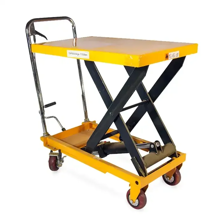 KAD 300kg mini manual mobile folding scissor lift table hydraulic  single scissor lifter table