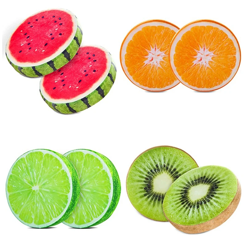 Round Throw Pillows 15 Inch Fruit Pillow, Plush Funny Fruit Stuffed Cushions Toy Seat Pad For Chair,Floor,Sofa,2 Pack