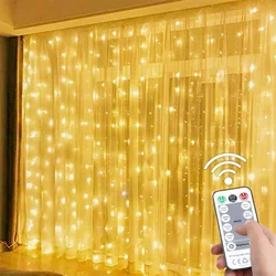 Guirnalda de cortina LED de 3M, luces de hadas, festón con control remoto, guirnalda de Año Nuevo, decoración de Navidad, fiesta, decoración de boda