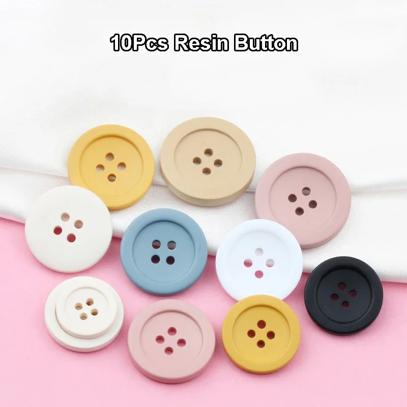 

10Pcs Colorful Resin 4-Hole Buttons 18/23/25/28/30MM Coat Round Buttons Clothes Sewing Buttons Sewing Accessories