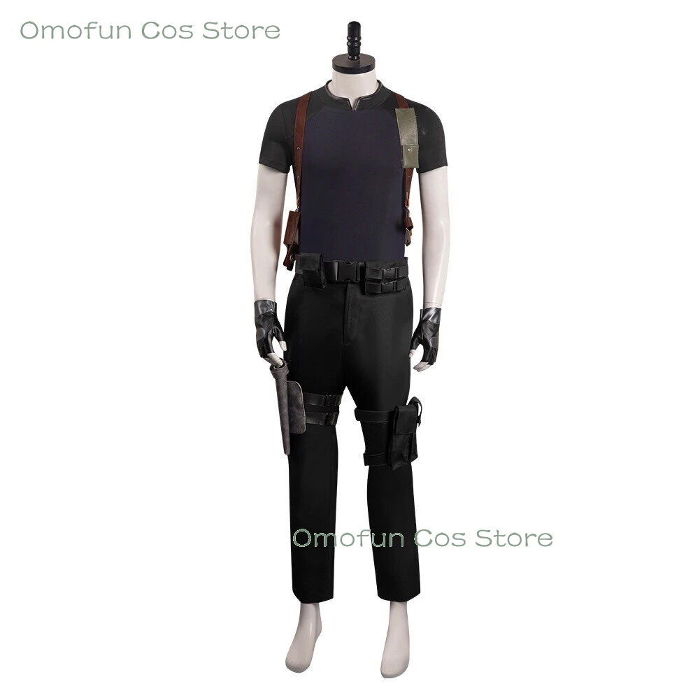 Re4 REQ Leon Cosplay Costume Wig Men Evil Requiem Leon Reon Scott S. Kennedy Halloween Game Roleplay Shirts Pants Belts Gloves image 3