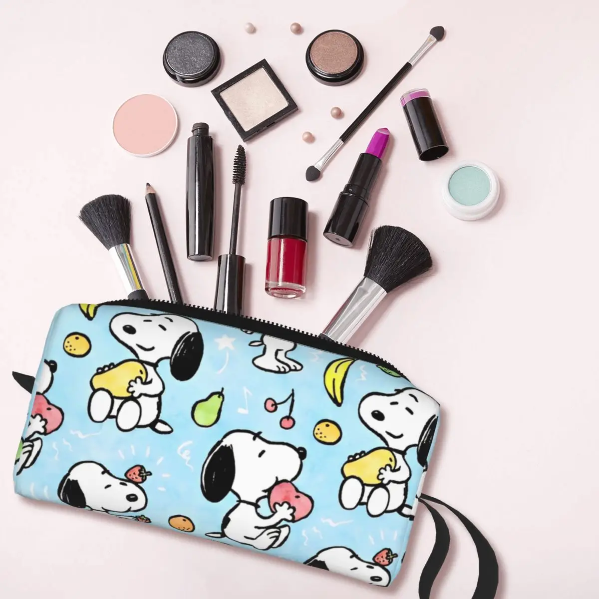 Snoopy Fruits Pattern Large Makeup Bag Beauty Pouch Travel Cosmetic Bags Cartoon Portable Toiletry Bag for Women