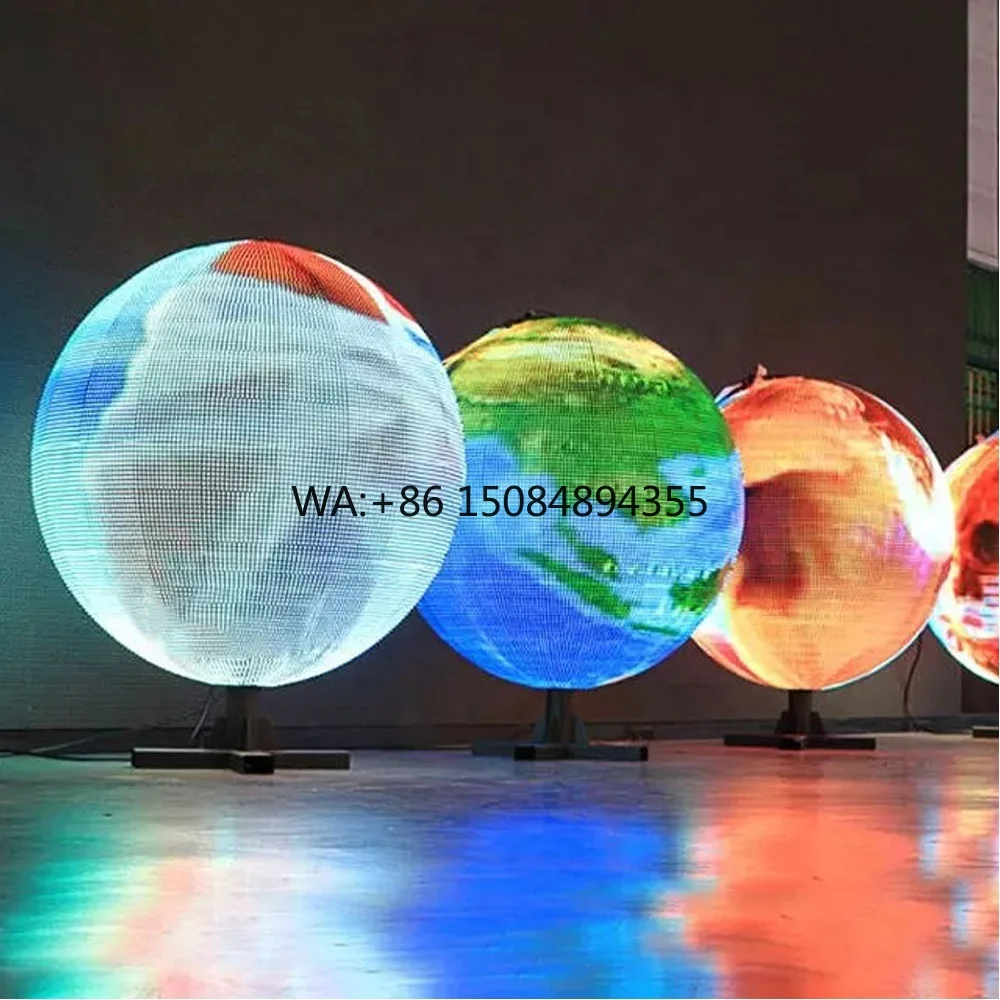 P1.8 P2 P2.5 P3 P4 P5 Curved Round 360 Degree LED Sphere Ball Round Led Display Spherical Led Display Screen